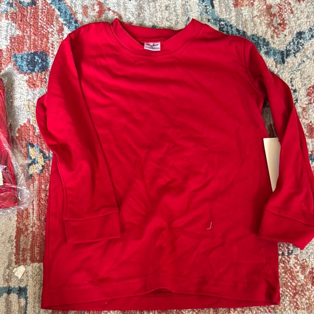 Bright Red Long Sleeve Tee with Crew Neck